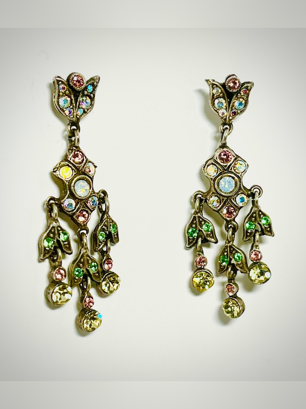 Victorian Revival Inspired Vintage Multicolor Rhinestone Earrings